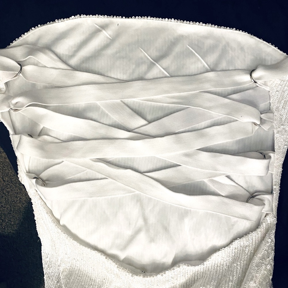 Ladies a White Sequins Dress XL - Picture 6 of 6